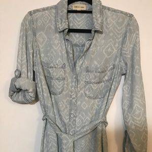 Cloth & Stone Chambray Shirtdress Long Tab Sleeve